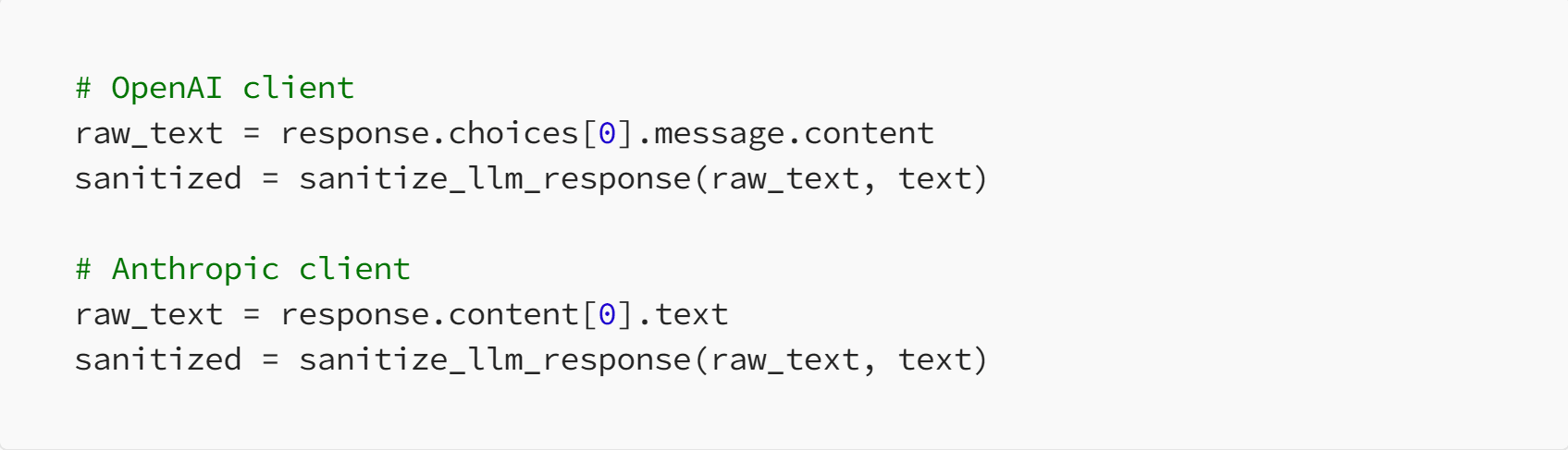 OpenAI and Anthropic translation client sanitization flow